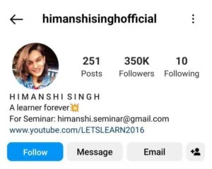 Himanshi Singh Instagram